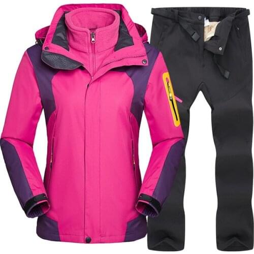 Womens Ski Suit Thick Warm Skiing Snowboard Jacket Pants sets Ｗinter Outdoor Windproof Waterproof Warm Hiking Snow Coat Suits
