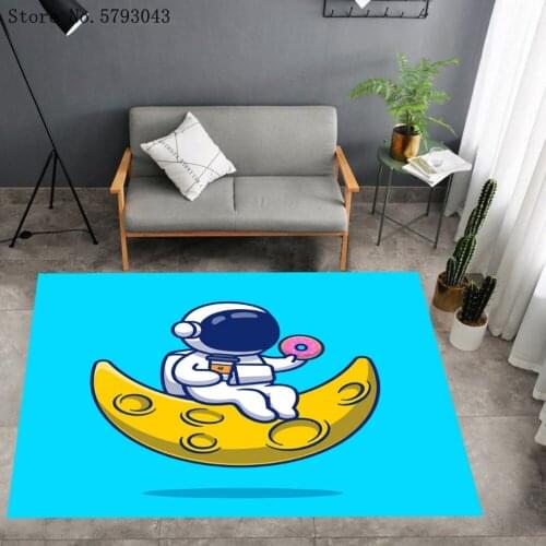 Moon Astronaut Area Carpet Rocket Universe Large Carpet For Living Room Non-Slip Floor Carpet Kitchen Doorway Floor Rug Decor