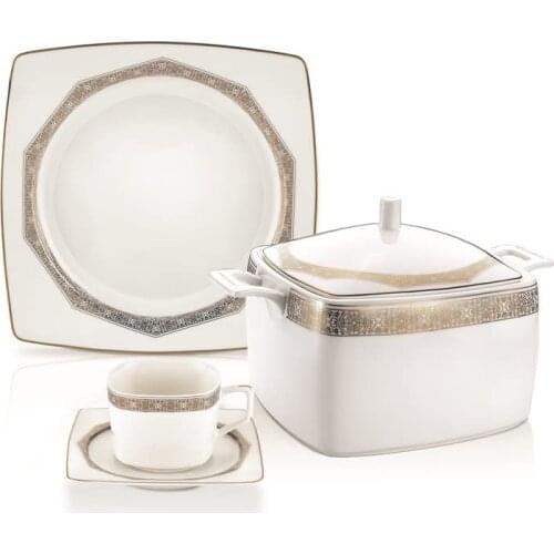 Schafer 85 Pieces 12 People Square Bone Dinner Set