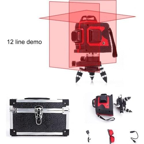 12 Lines Red Green Laser Level 8 Beam Line Aluminum Box Self-Leveling 360 Beep Alarm Horizontal And Vertical Cross
