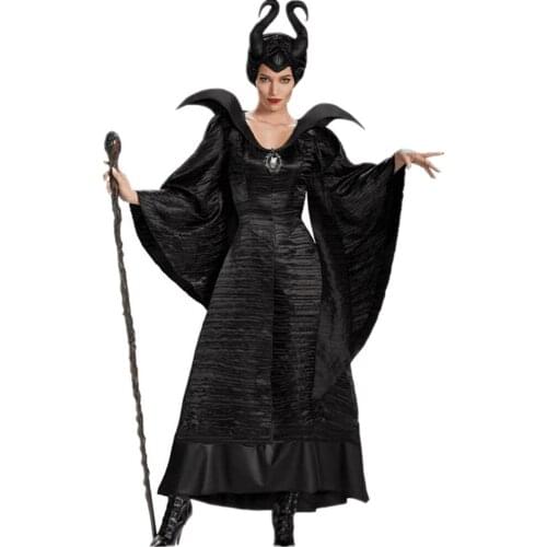 Evil Witch Sleeping Beauty Maleficent Cosplay Costume Halloween Carnival Party Women Dark Queen Fancy Dress