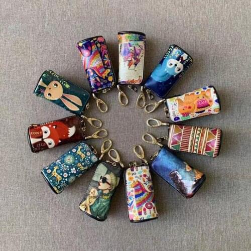 Lovely Lady Key Bag Bucket Bag Painted Mini Car Key Bag High capacity Key Holder Porta Chaves Multifunction Key Wallet Purse