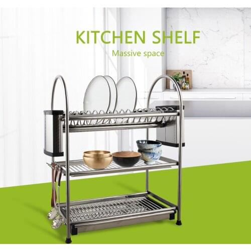 Stainless Steel Adjustable Multifunctional Microwave Oven Shelf Rack Standing Type Double Kitchen Storage Holders