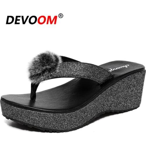 Fashion Black Beach Slippers Women Platform Flip Flops Wedge Sandals Women Summer Shoes Woman Sandalias Mujer 2020 Sandale Femme