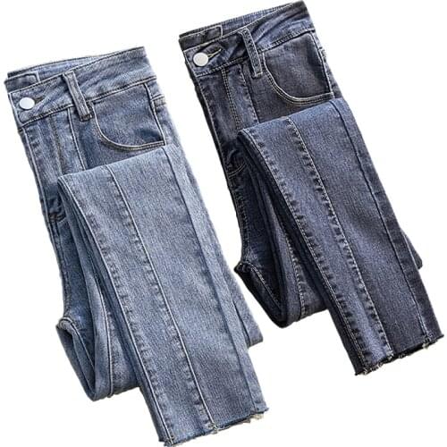 Fashion women slim jeans plus size high waist pencil splices jeans stretch elastic denim cotton skinny pants