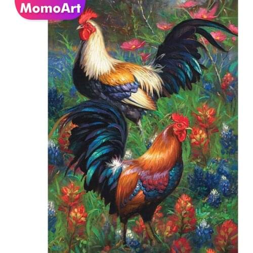 MomoArt 5D DIY Diamond Embroidery Chicken Rhinestone Art Diamond Painting Animal Cross Stitch Flower Mosaic Home Decorations