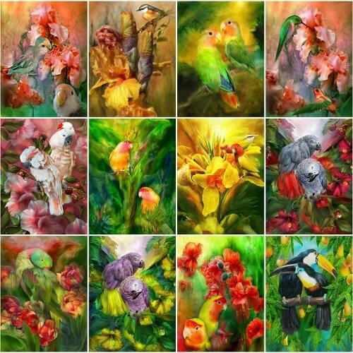 MomoArt Diamond Embroidery Bird Picture Rhinestone Diamond Painting Parrot Cross Stitch Mosaic Animal New Arrival Handmade Hobby