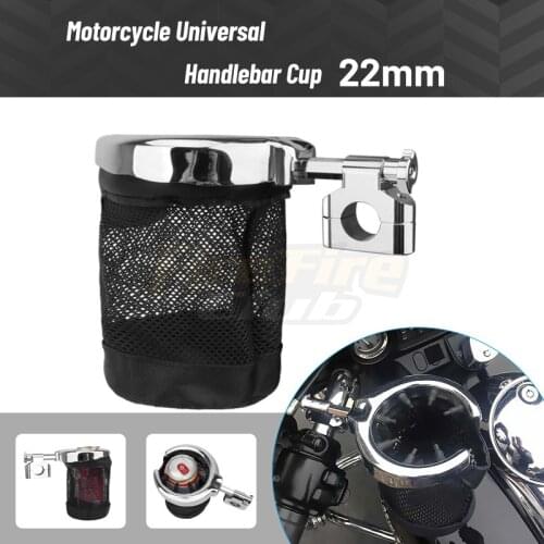 22mm Moto Accessories Chrome Drink Cup Holder Motorbike Handlebar Bottle holder Cups For Motorcycle Universal For Harley Touring