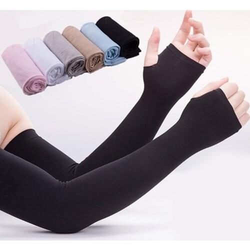 Arm Sleeves UV Sun Protect Anti-slip Ice silk sleeve sunscreen cuff summer men women gloves outdoor riding New