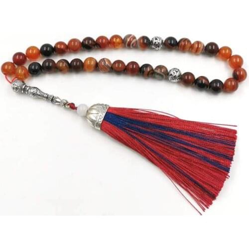 Tasbih Natural agates Stone Mans Muslim misbaha 33 masbaha bracelet arab fashion gifts islamic prayer beads ADHA Jewelry