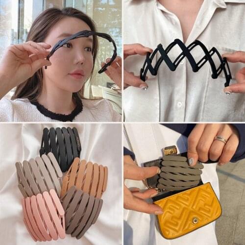 New Expandable Hair Band Portablefold Headband Women Girls Basic Toothed Non-slip Wash face Make Up Hair Hoop Bezel Accessories