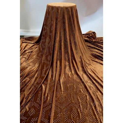 Latest Velvet African Lace Fabric Nigerian High Quality Soft Velvet Lace Fabric with Stone French Lace Fabric for Dress