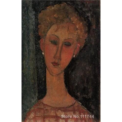 Online art gallery A Blond Wearing Earrings by Amedeo Modigliani paintings High quality Hand painted