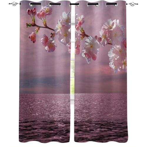 Lake Cherry Blossom Water Surface Pink Dreamy Curtain for Living Room Kids Room Decoration Bedroom Curtain Window Drapes