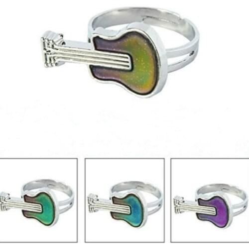 Guitar Gift Mood Ring rings for women temperature Color Changing ring Adjustable opening ring