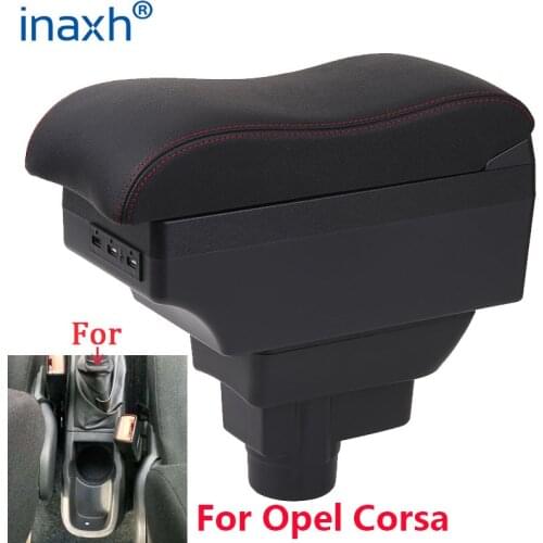 For Opel Corsa D Armrest box For Opel Corsa Car armrest interior storage box Retrofit parts accessories USB LED lights