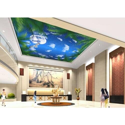 Custom ceiling wallpaper, the sea sky moon for the living room apartment hotel ceiling background wall vinyl papel de parede