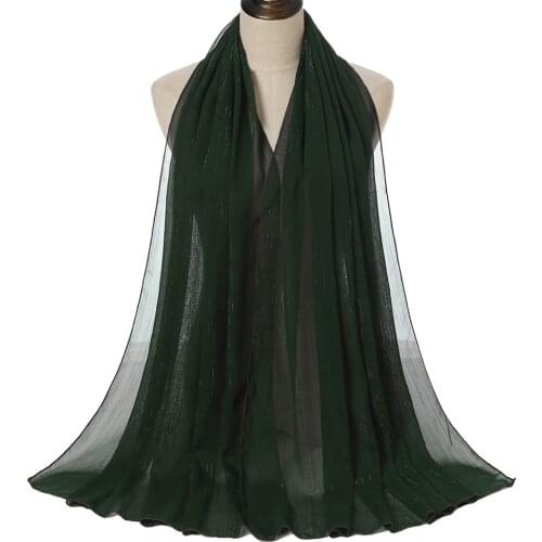 Glitter Chiffon Malaysia Hijab Soild Color Muslim Wrap Head Scarves Islam Headscarf Foulard Femme Musulman