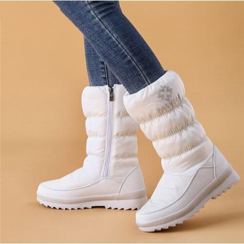 PXELENA Plus size 36-41 New 2020 warm snow boots women zipper platform boots waterproof mid calf thick fur winter boots Non Slip