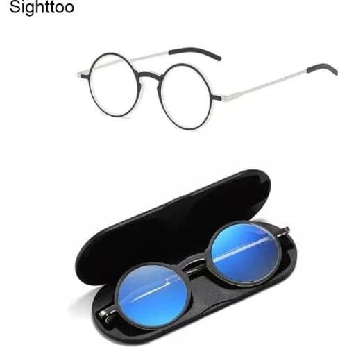 Sighttoo Ultra-Thin Portable TR90 Presbyopic Eyeglass With Magnetic Case Men Women Space Aluminum Anti Blue-Ray Reading Glasses