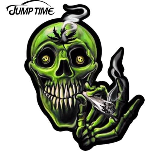 JumpTime 13cm X 9.8cm Funny Car Stickers Smoking Skull Auto Moto Bike Van Truck Racing Tuning Vinyl Sticker Decal Car Styling
