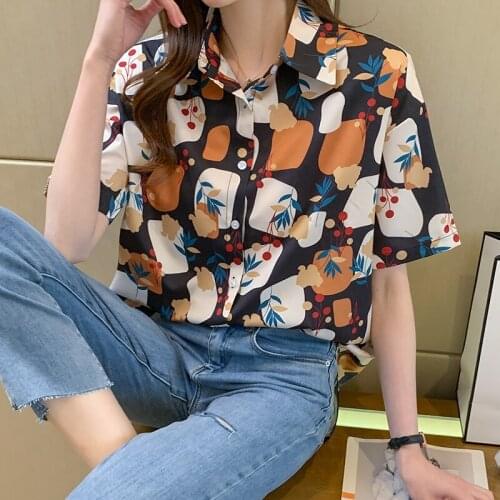 Fashion Women Short Sleeve Korean style Blouse Female printing design Casual Ladies Shirts 2021Women Clothing