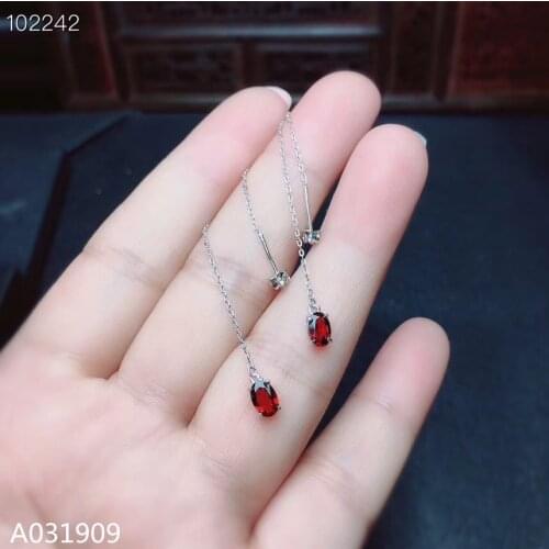 KJJEAXCMY boutique jewelry 925 sterling silver inlaid natural Garnet womens earrings Ear line support detection exquisite