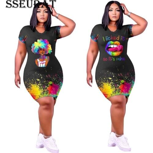 SSEURAT Women Tie-dye Print Short Sleeve Bodycon Midi Dress Knee Length Sexy Party Club Bandage Dresses Pencil Vestidos