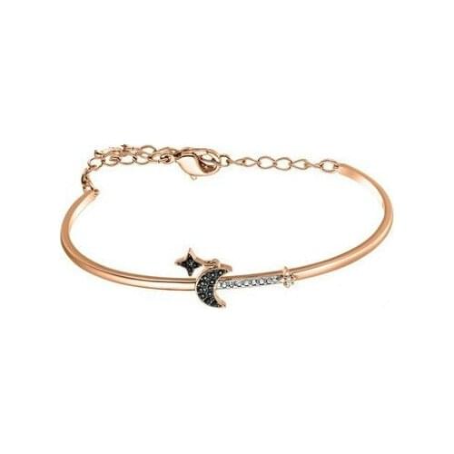 Stars Moon 1:1 Swa Fine Charms Trendy Bracelet Female Rose Gold Colour With For Women