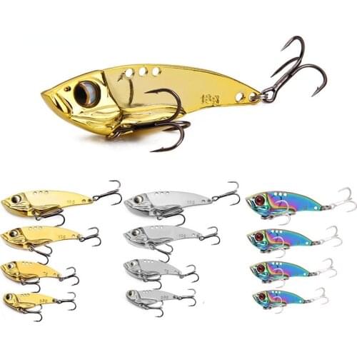 New 1Pcs Metal VIB Blade Lure 3.5g7g12g18g 3D Eyes Pencil Spoon Spinner Balancer Fishing Lure Hard Bait Fishing Tackle with Hook