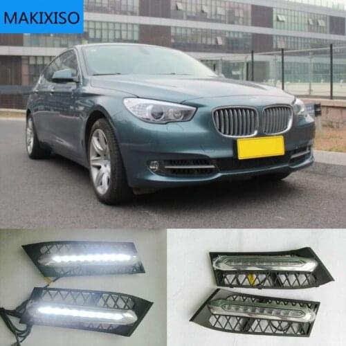 2pcs Car bumper headlamp For BMW GT headlight 2010~2013 LED DRL car accessories fog 535i 550i daytime running light
