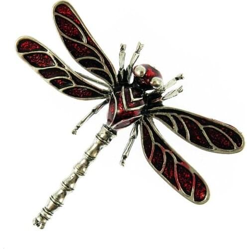 2018 Delicate red Dragonfly Brooch Wedding Rhinestone Crystal Insect Broche Mujer Bouquet Strass Hijab Pin Brosh