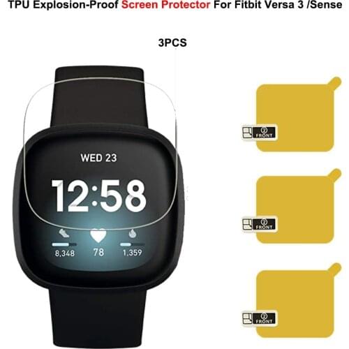 3PCS TPU Explosion-proof Screen Protector For Fitbit Versa 3 Soft Protective Film For Fitbit Sense Smartwatch Accessories