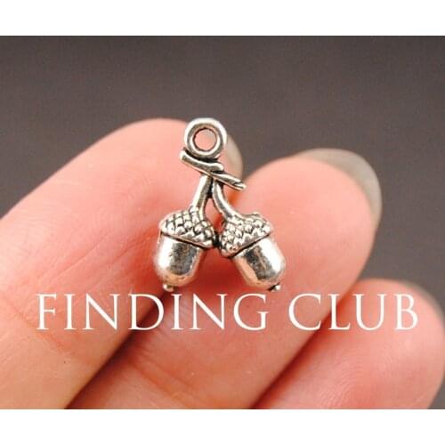 30 pcs Silver Color Acorn Charm Jewelry Connectors Diy Jewelry Findings 14x10mm A857