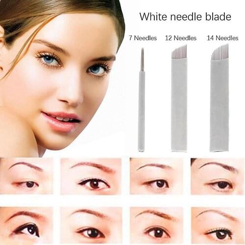 50Pcs Microblade Permanent Make Up Manual Eyebrow Tattoo Curved Blades Needles