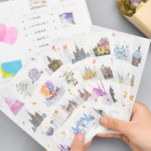 6 Sheets/Set Retro Castle Starry Sky Series Decoration Scrapbooking Stickers Transparent PVC Stationery Diary Stickers