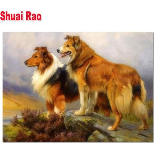 5D DIY cross stitch diamond painting corgi Collie Dogs full square round diamond embroidery mosaic Animal Pet painting home deco