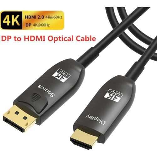AOC DisplayPort to HDMI Optical Cable DP1.2 to HDMI2.0 Cable 4K@60Hz 3D ARC HDCP2.2/21.6Gbps for PC Laptop HDTV Projector