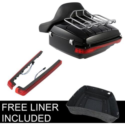 Motorcycle King Tour Pack Trunk W/ Brake Tail Light For Harley Touring Electra Glide Road King Street Glide 2014-2021 red/smoke