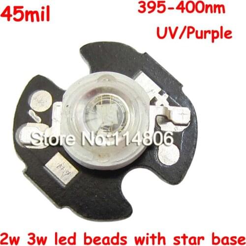 Free Shipping 1pcs 2W 3W UV Ultraviolet 395-400nm 3.4V 600~700mA SMD LED Bead Light Part With 16mm 20mm Heatsink