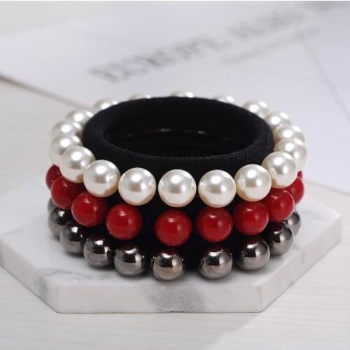 Seamless Rings Headwear Girls Horsetail Holder Fashion Jewelry Gifts 1PC 2020 New Pearl Beads Hair Rope For Women