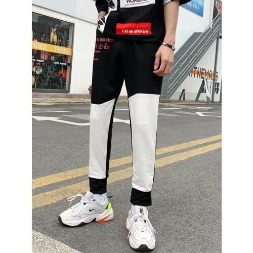Hot New Casual Mens Pants Fashion Hip Hop Loose Splice Color Cotton Trousers Jogging Elastic Waist Street attire Sweatpants Men