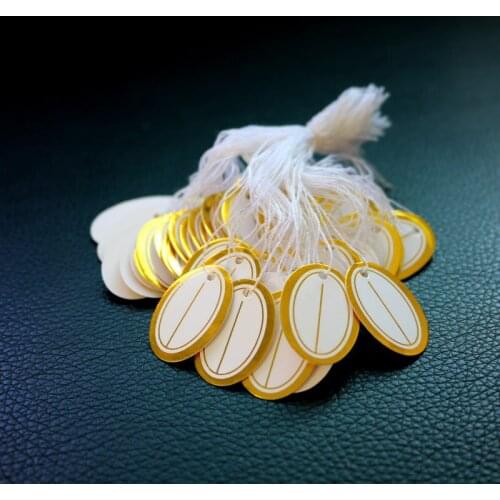 100PCS Jewelry Strung Pricing Price Tags With String Silver Merchandise Cloth Label jewelry Display Cards