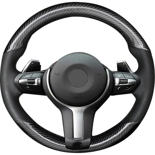5D Carbon Fiber&Hole Leather Steering Wheel Hand Sewing Wrap Cover Fit For BMW F87 M2 F80 M3 F82 M4 M5 F12 F13 M6 F85 X5