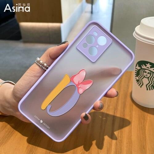 ASINA Matte Transparent Case For OPPO Find X3 Pro Lite Neo X2 Initial Letter Hard PC Cartoon Cover For OPPO A94 A73 5G Alphabet