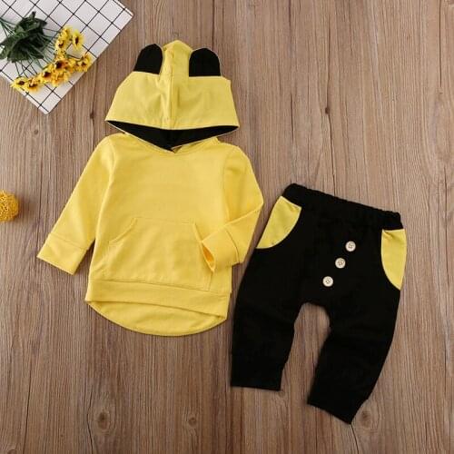 2020 hot sale childrens clothing spring and autumn boys baby long-sleeved hooded sweater pants two-piece childrens suit