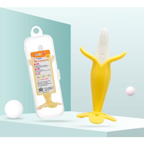 Baby Teether Dental Care For Banana Toothbrush Silicone Chew Safety Accessories Fruit Print Beads Favorite Molar Newborn Infant