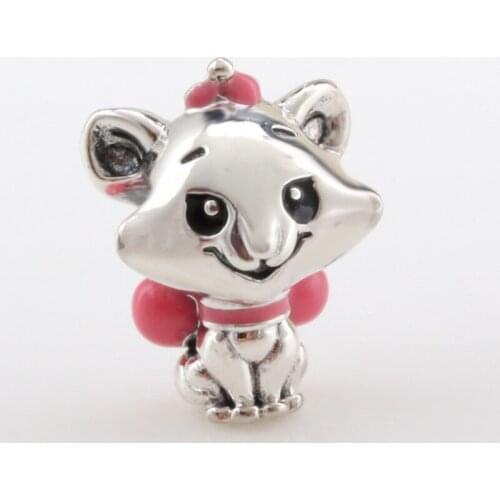 S925 silver heroine Mary Epoxy Charm with cute kitten beaded Fit Original Bracelet Necklace DIY Jewelry