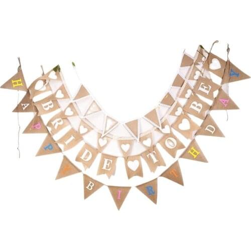 New Wedding Party Confession Burlap String Flag Dovetail Flag Pennant DIY Craft Birthday Party Decoration Ribbon Pull Flag