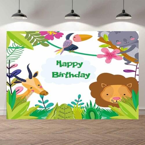 Seekpro Wild Safari Forest Lion Elephant Baby Shower First One Year Boys Girl Birthday Party Photography Backdrop Background